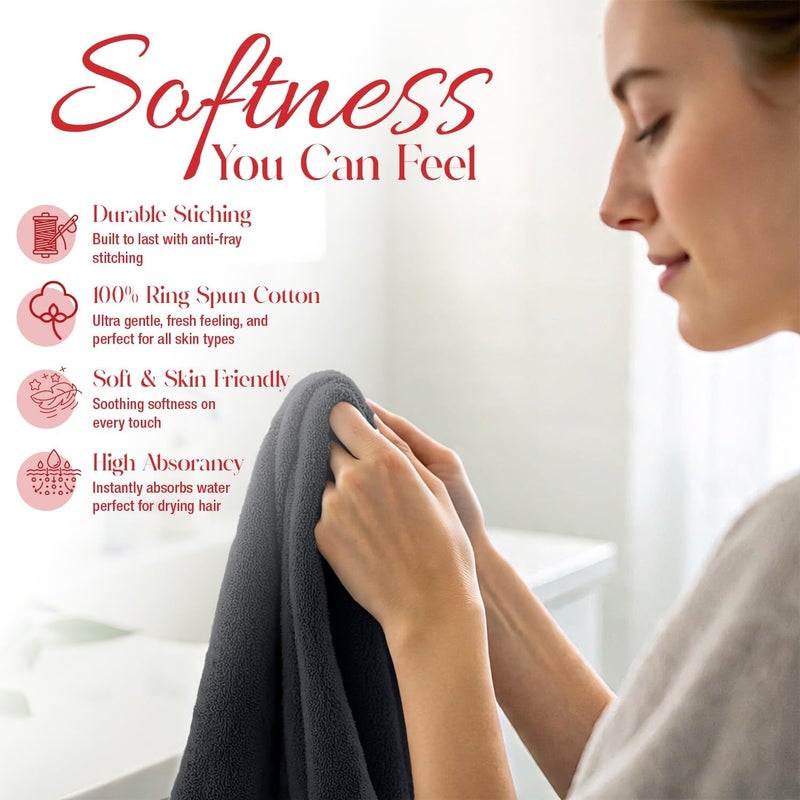 Riverside 12 Pack Washcloths - 12x12 Inches, 500 GSM, 100% Ring-Spun Cotton - Soft, Absorbent & Durable Face and Body Towels - for Bathroom, Spa, Gym, Makeup Removal & Everyday Use - Charcoal - Image 4
